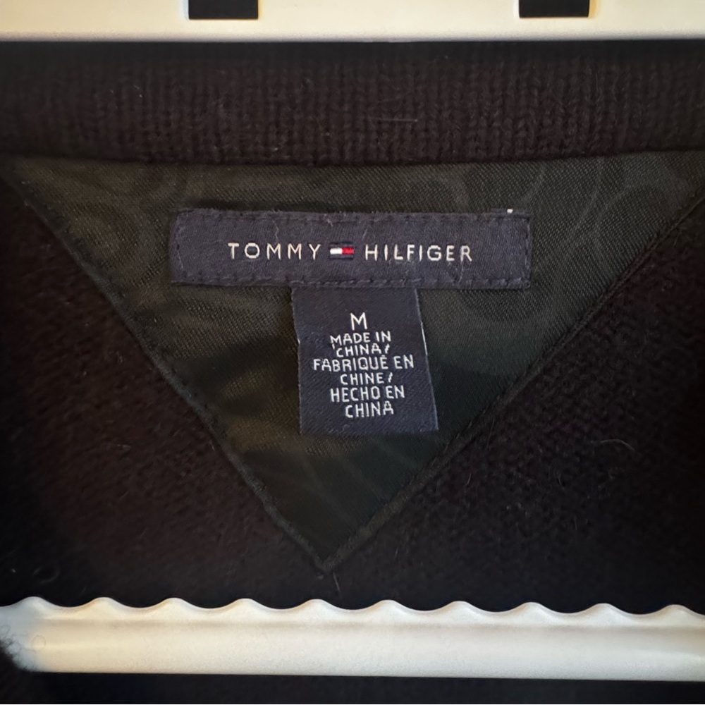 Tommy Hilfiger Lambswool & Angora Wool Double-Breasted Trench Coat Black Size M - Picture 7 of 8